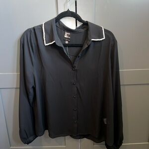 Reitmans Black Blouse with White Trim